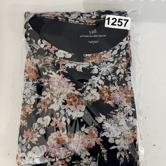 J Jill Womens L Scoop Neck Top Elbow Sleeve Tee Pima Cotton Pullover Bloomcore - Picture 12 of 12